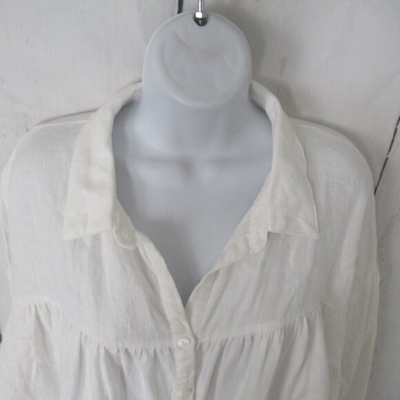 The Fated Top 10 L XL Off White Linen Oversized Flowy Lagenlook Minimalist - Picture 2 of 9